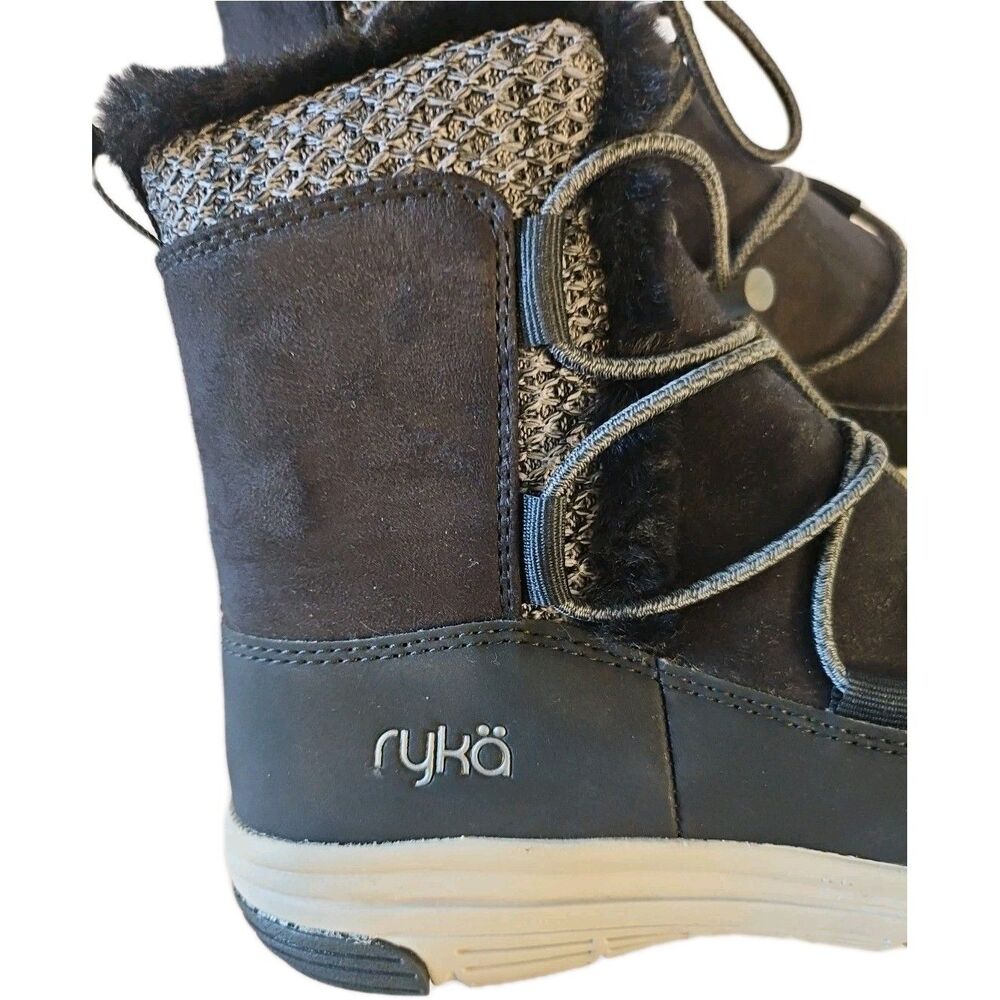Ryka Black Faux Fur Winter Snow Ankle Boots Booties Sz 6.5 - Picture 5 of 6